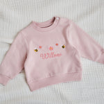 Personalised Pink Floral Bee Sweatshirt 