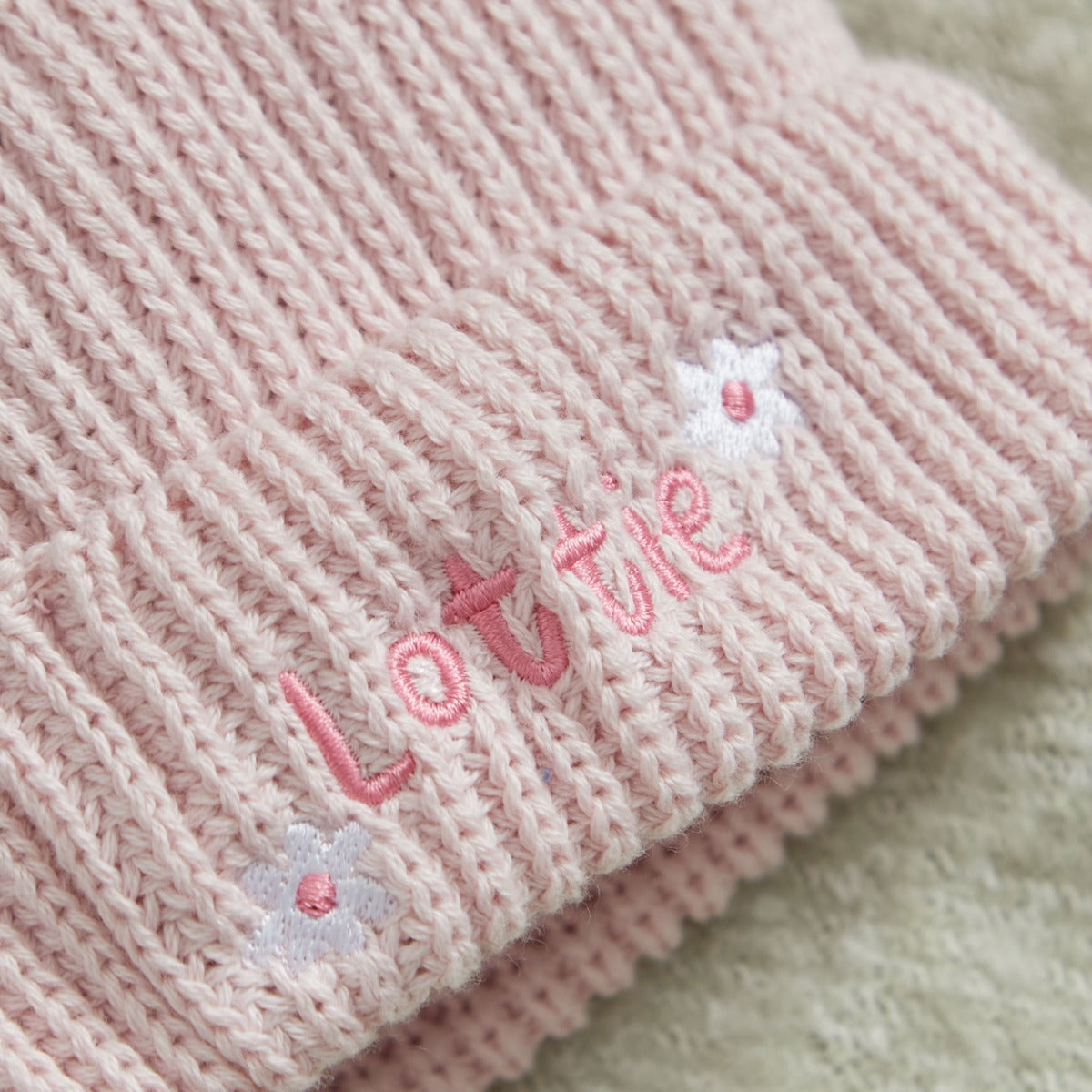 Personalised Daisy Design Pink Beanie
