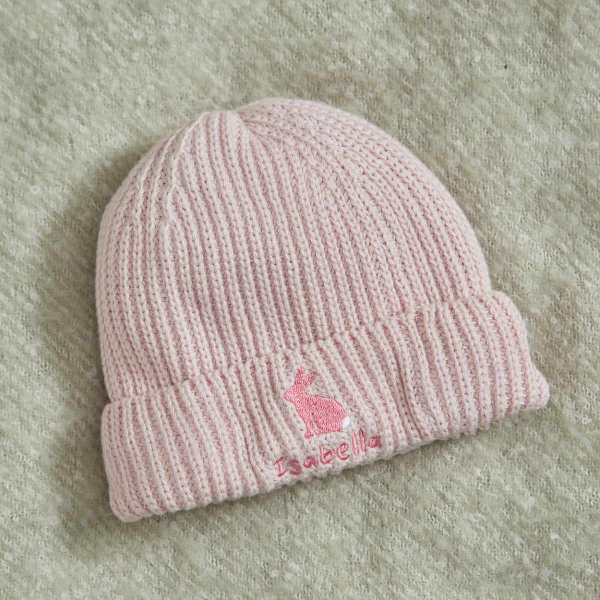 Personalised Bunny Design Pink Beanie