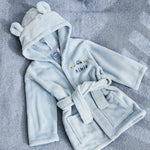 Personalised Blue Car Fleece Robe with Ears