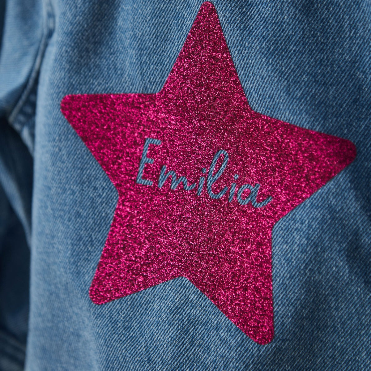 Personalised Pink Star Denim Jacket