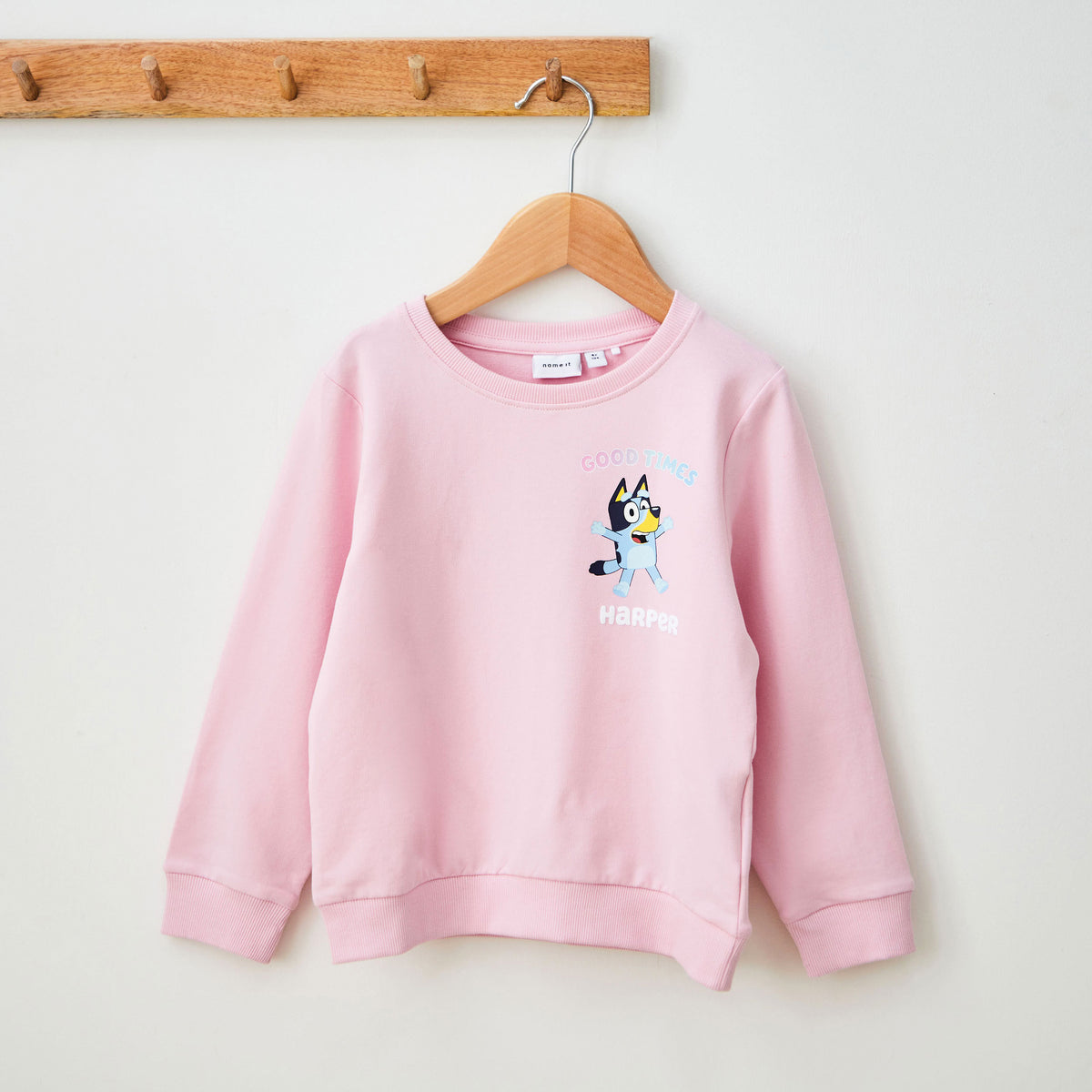 Name It Personalised Bluey Pink Sweatshirt