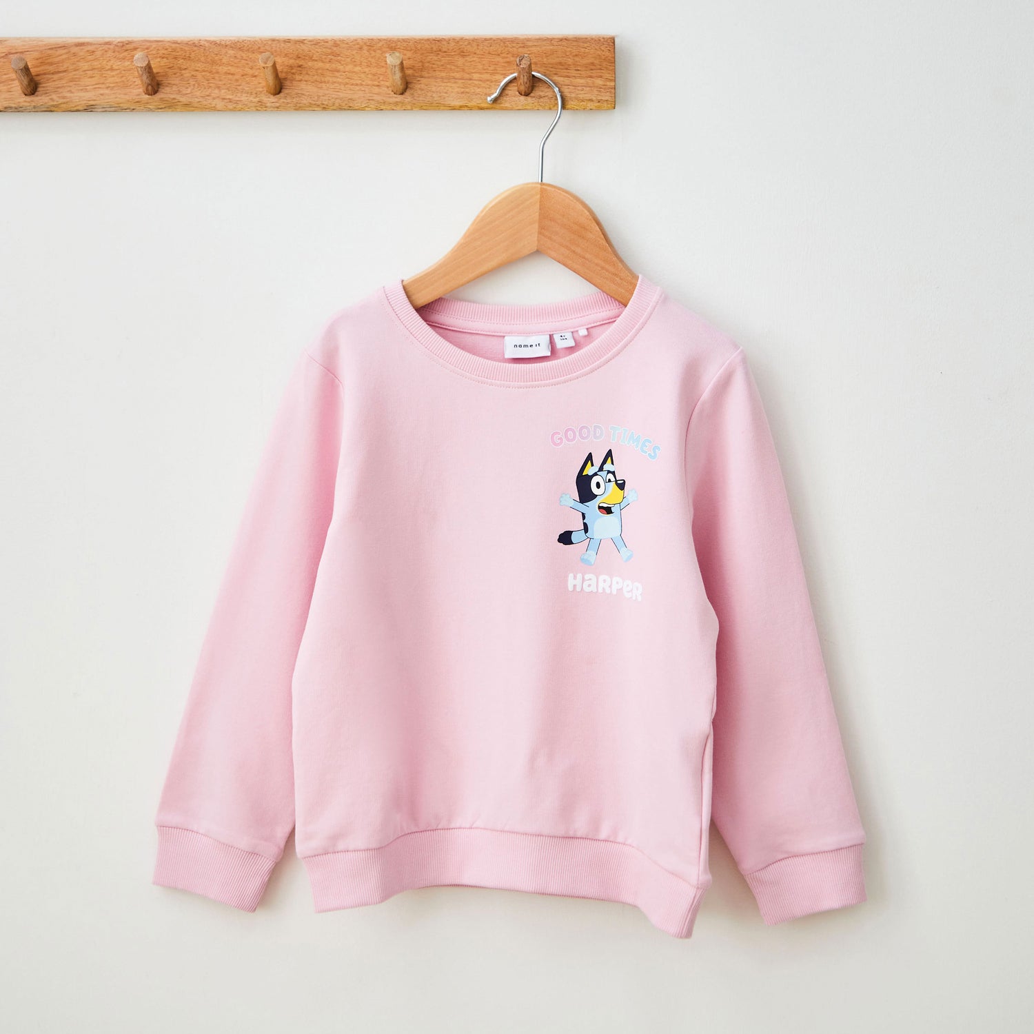 Name It Personalised Bluey Pink Sweatshirt