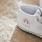 Personalised White Rainbow Baby High Top Shoes