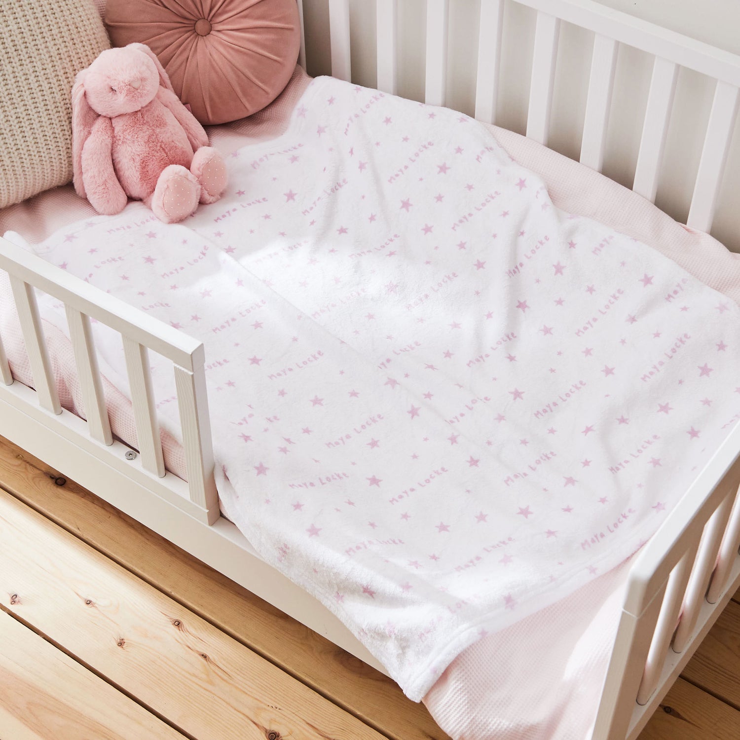 Personalised Pink Star Fleece Blanket