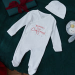 Personalised 1st Christmas Wrap Sleepsuit & Hat Set