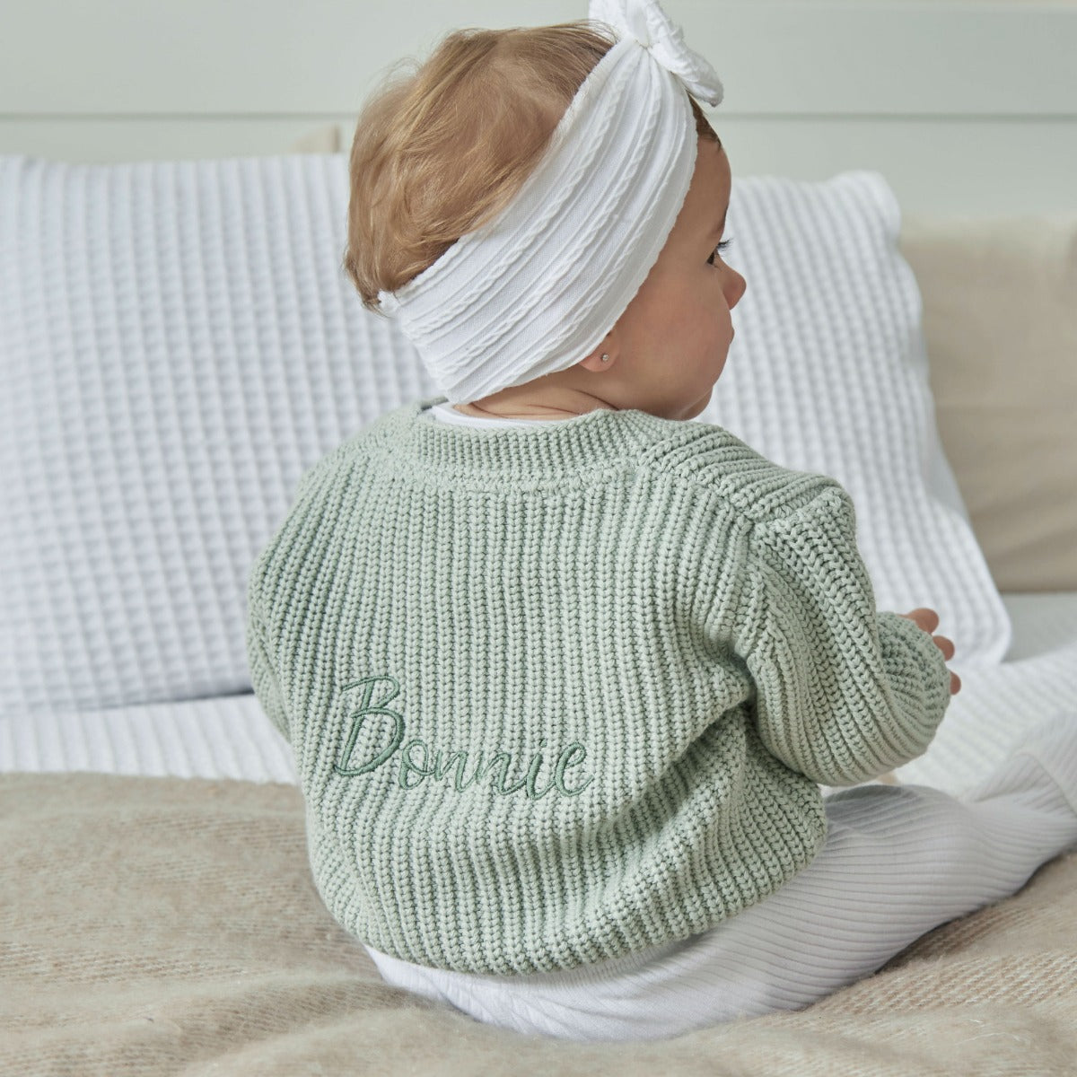 Personalised Sage Name Cardigan