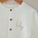 Personalised White Front Name Cardigan