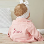 Personalised Pink Frill Denim Jacket