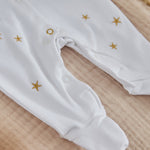 Personalised Embroidered Gold Star Organic Cotton Sleepsuit