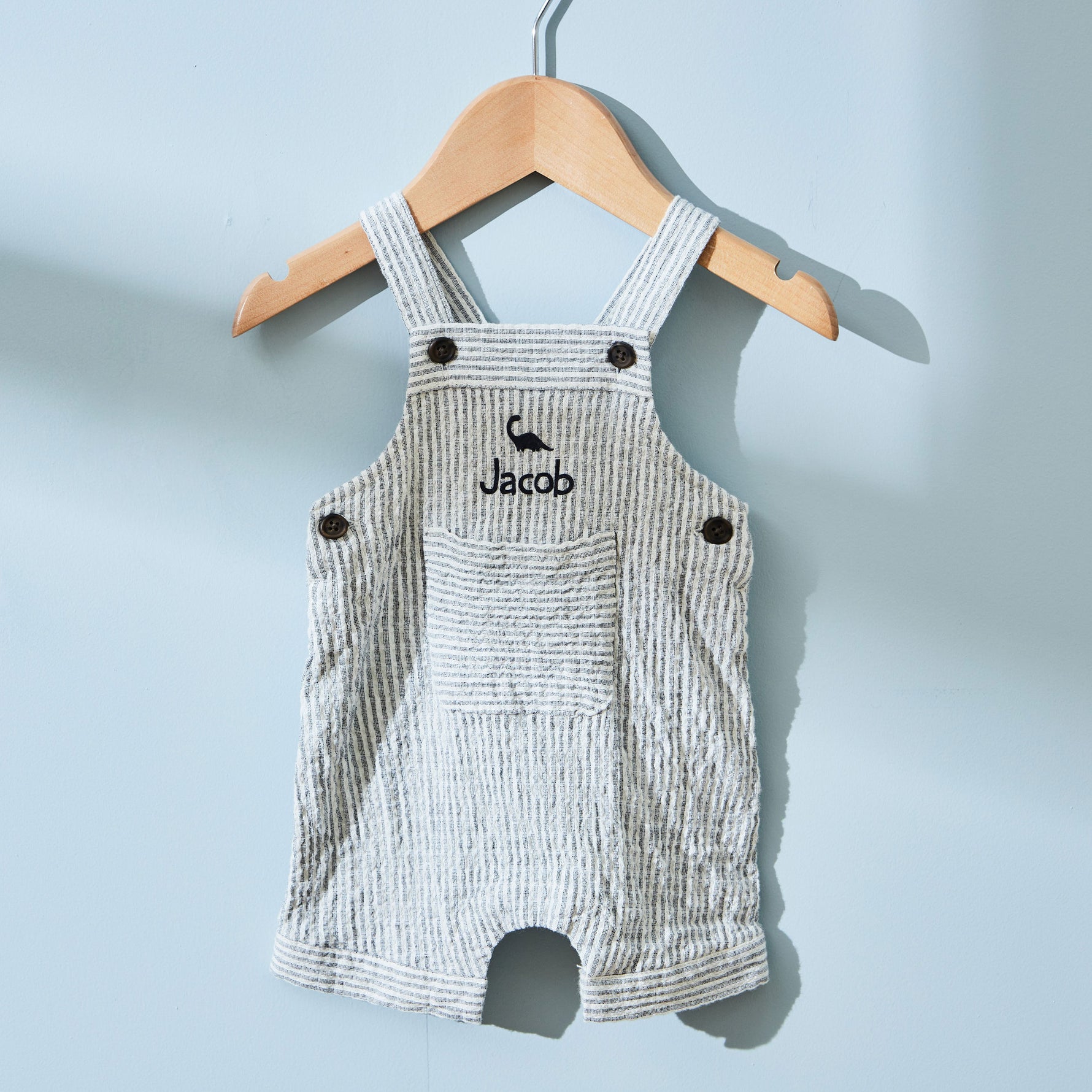 Personalised Pinstripe Dinosaur Overalls by Name It