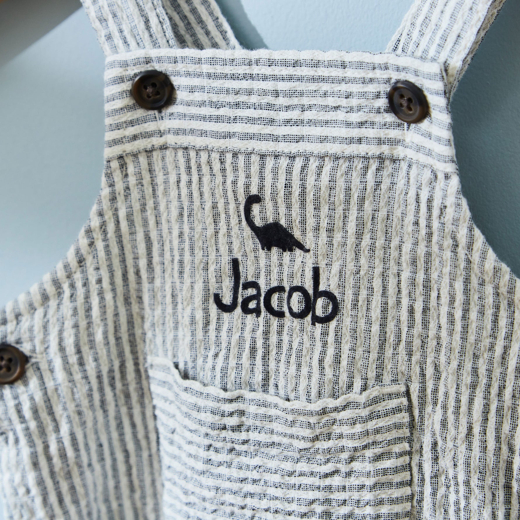Personalised Pinstripe Dinosaur Overalls by Name It