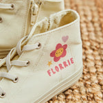 Personalised Cartoon Flower Ivory Toddler High-Top Shoes