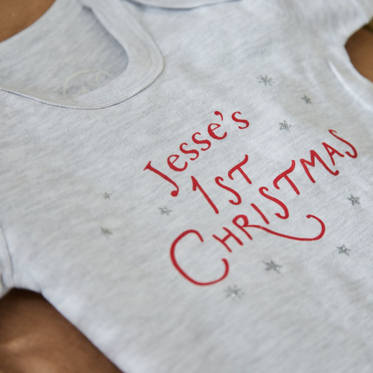Personalised Grey 1st Christmas Bodysuit