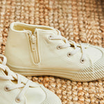 Personalised Checkered Ivory Toddler High-Top Shoes