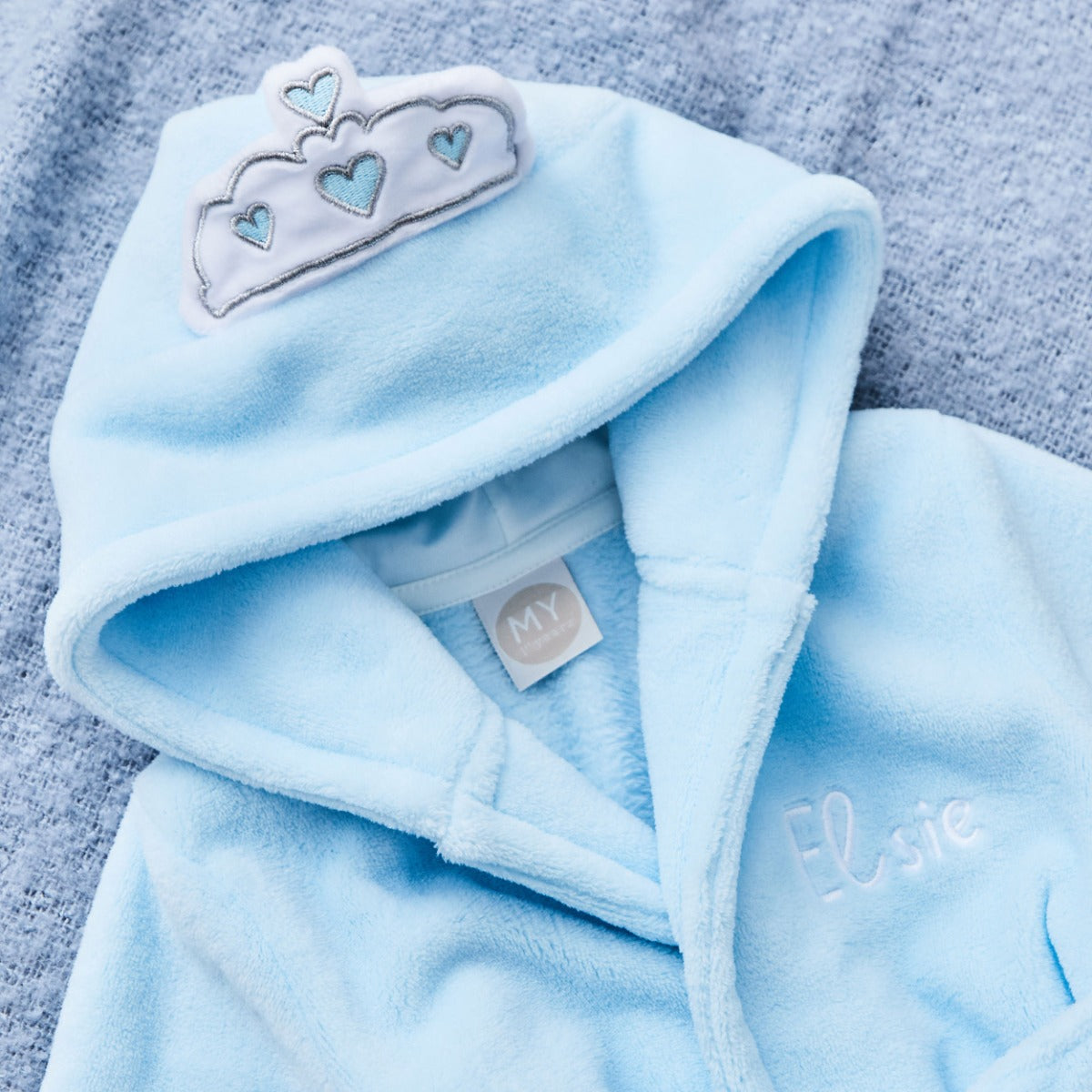 Personalised Snow Princess Blue Hooded Fleece Robe 