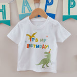 Personalised White Dino Birthday T Shirt