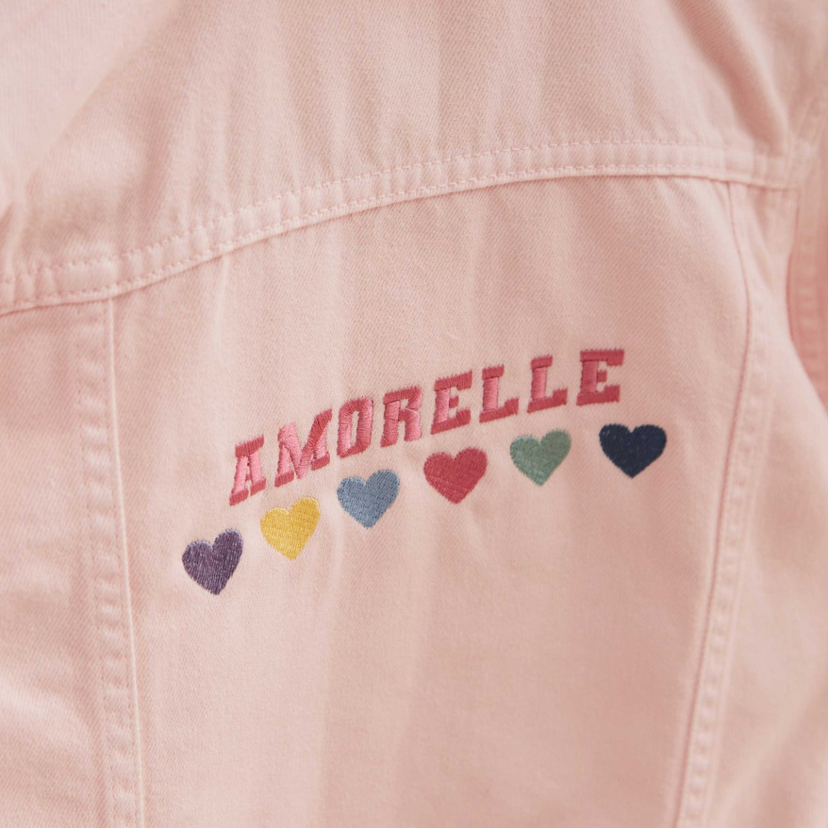 My Kids Personalised Heart Pink Denim Jacket