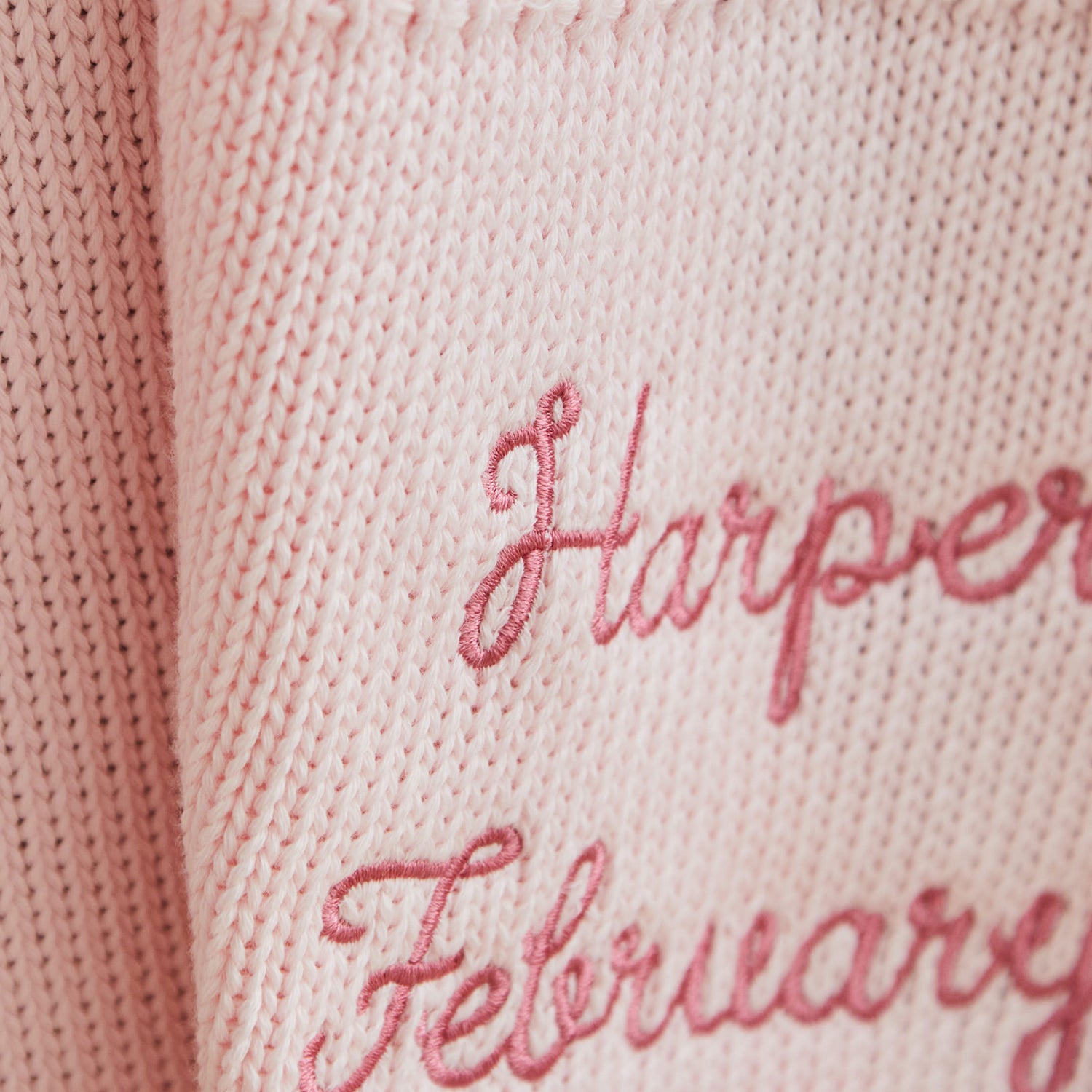 Personalised Light Pink Birthdate Baby Shawl