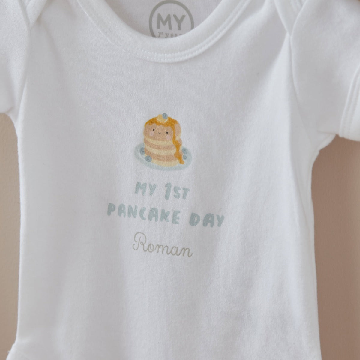 Personalised Our 1st Pancake Day White Bodysuit