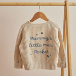 Personalised Mummy's Little Man Oatmeal Cardigan