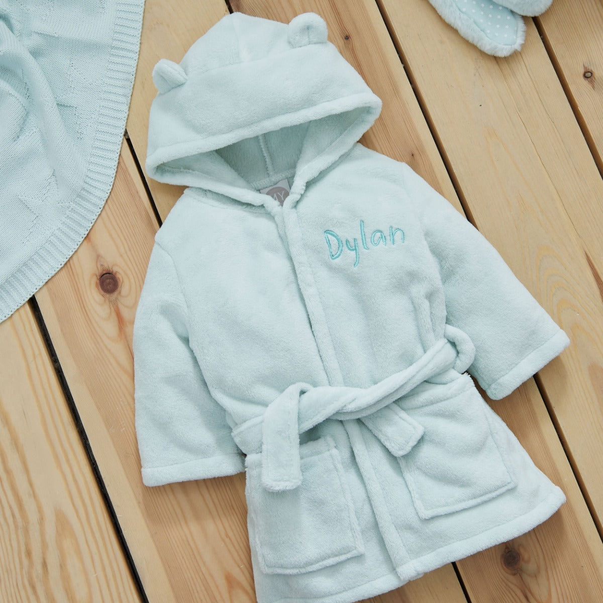 Personalised Mint Choc Chip Fleece Robe With Ears