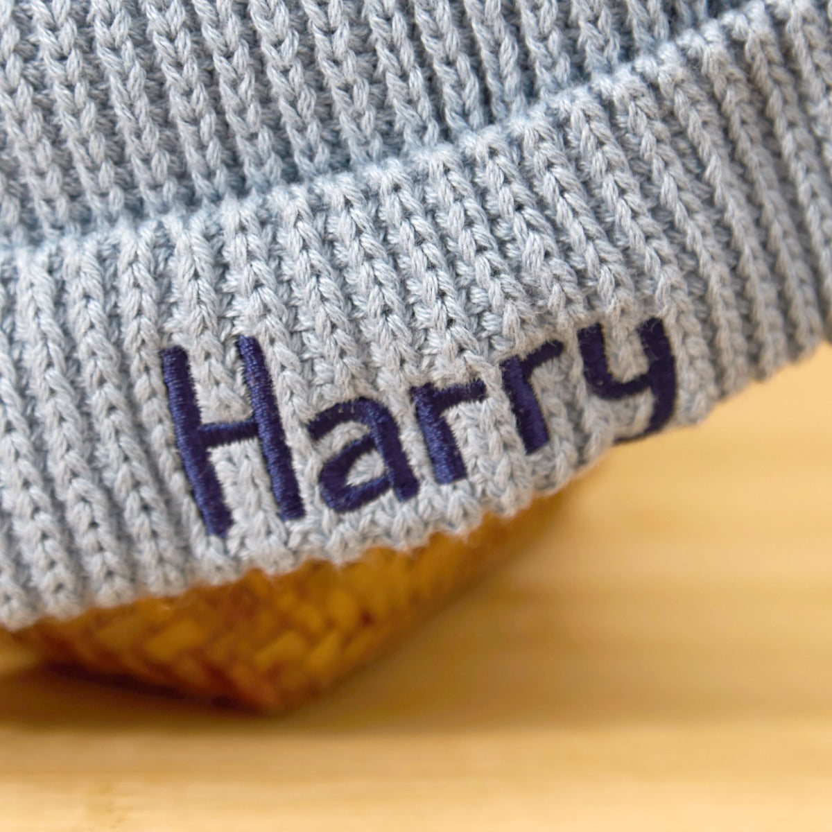 Personalised Simple Name Beanie Hat in Blue