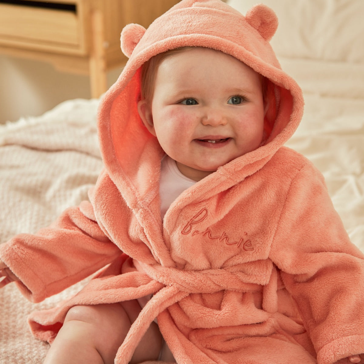 Personalised Peach Sorbet Fleece Robe