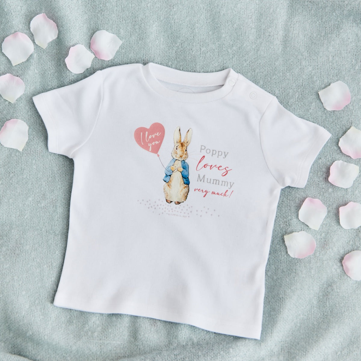Personalised Peter Rabbit Valentine's Day I Love You T-Shirt