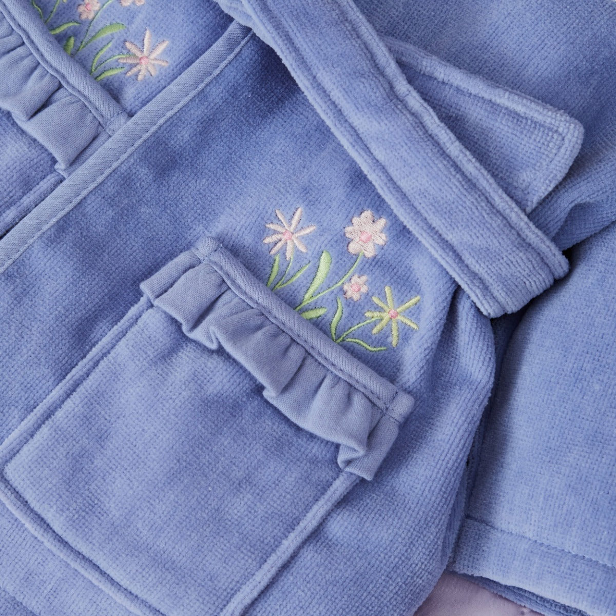 Personalised Frill Velour Cornflower Robe