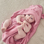 Personalised Raspberry Ripple Hooded Towel With Ears