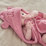 Personalised Raspberry Ripple Hooded Towel With Ears