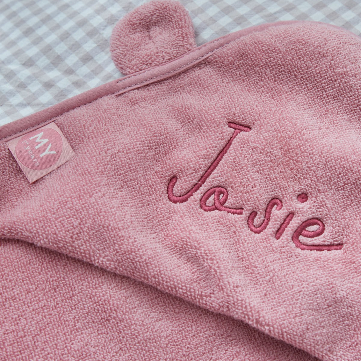 Personalised Raspberry Ripple Hooded Towel With Ears