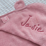 Personalised Raspberry Ripple Hooded Towel With Ears