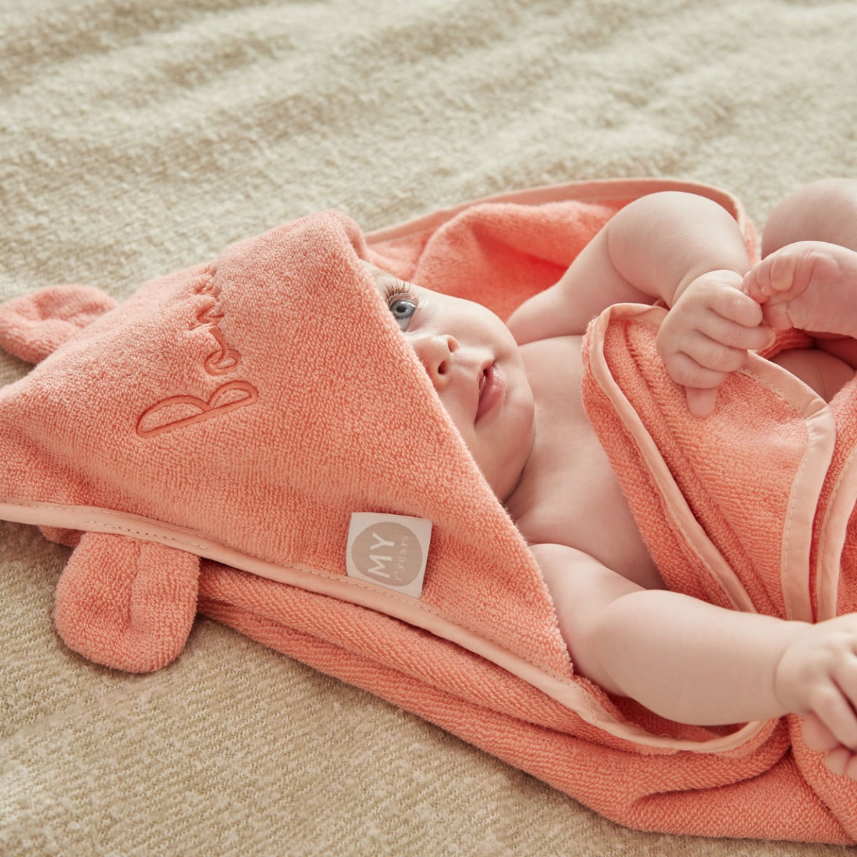 Personalised Peach Sorbet Hooded Towel With Ears