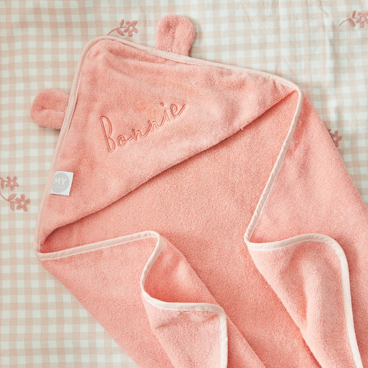 Personalised Peach Sorbet Hooded Towel With Ears