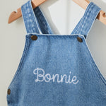 Personalised Name Short Leg Denim Dungarees 