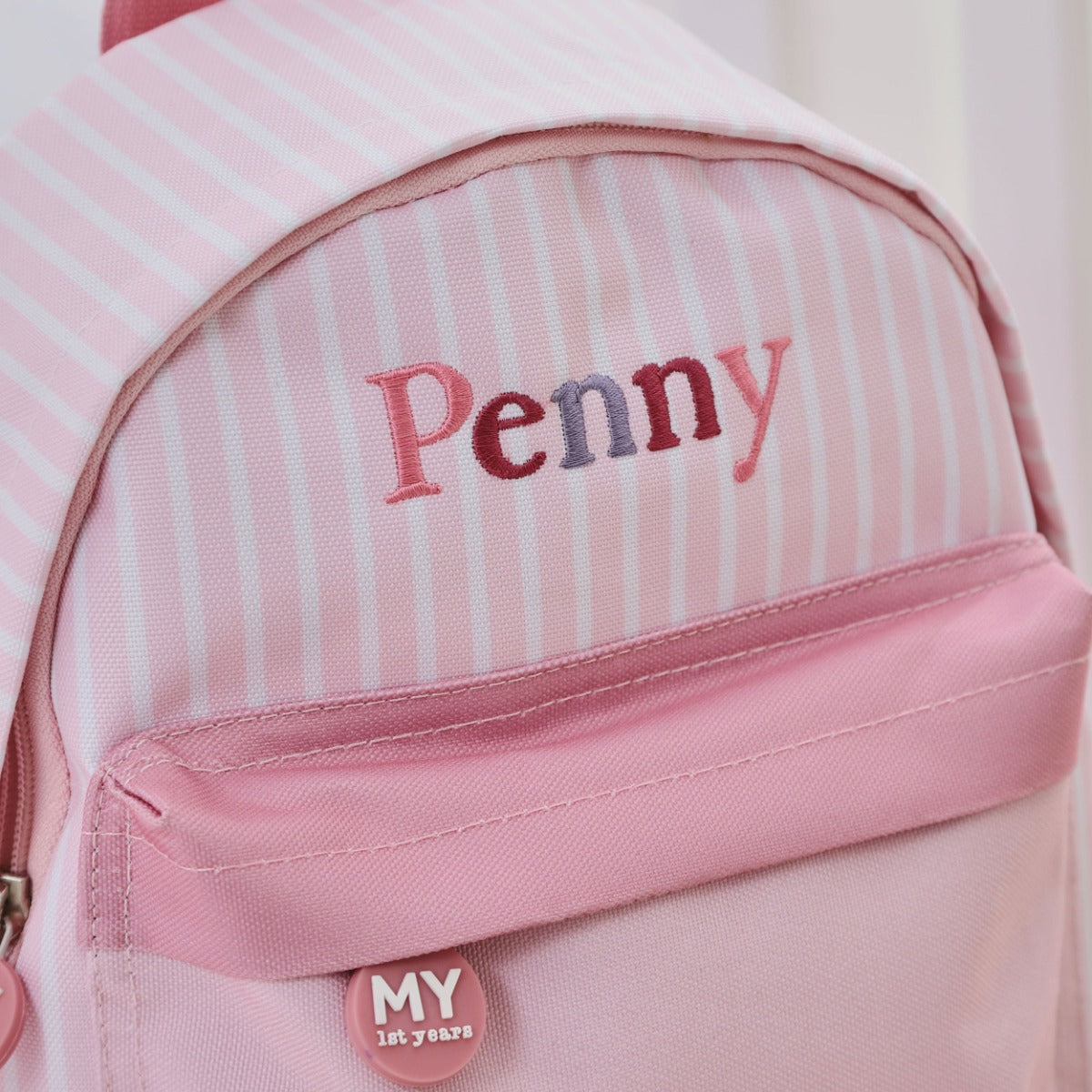 Personalised Pink Stripe Frill Mini Backpack 