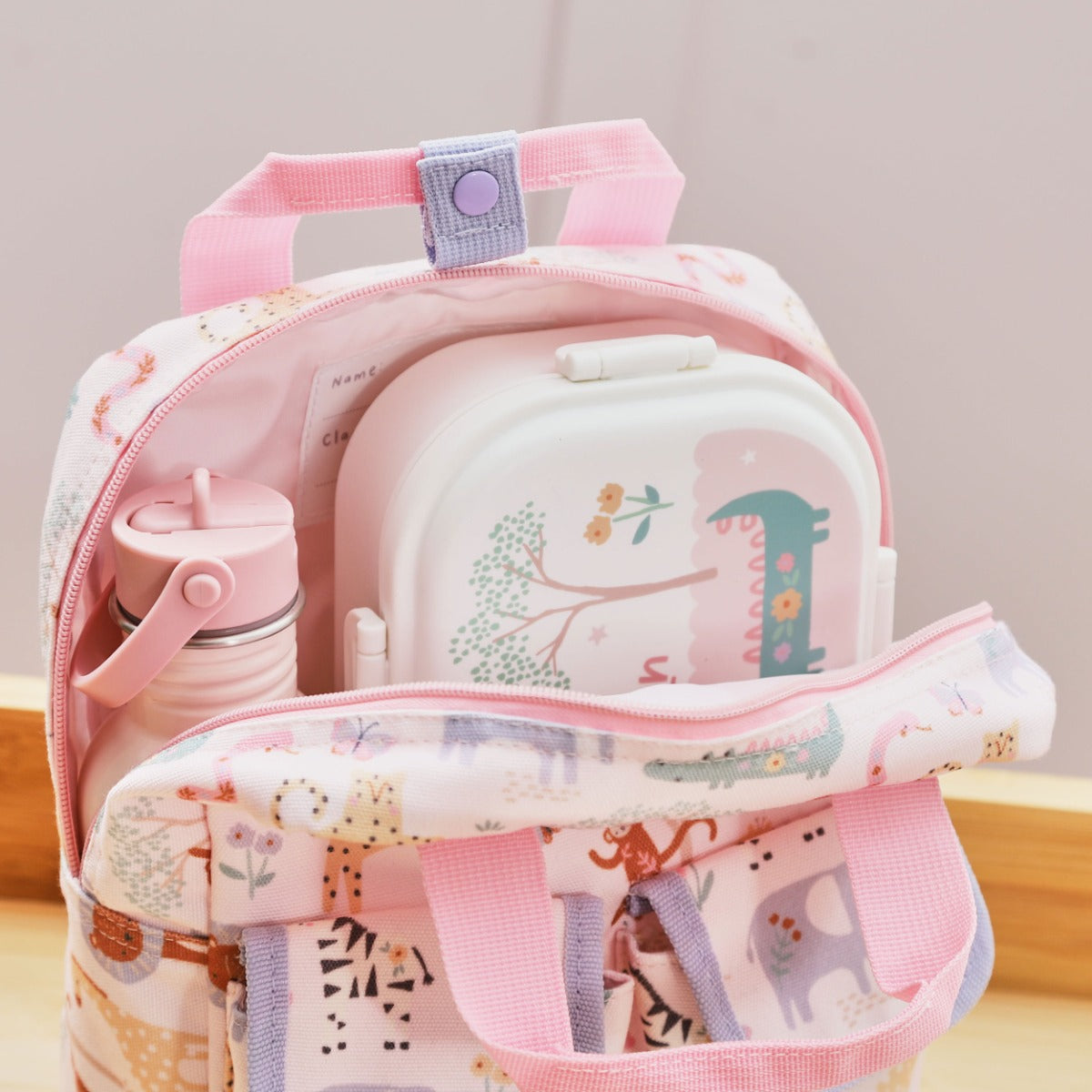 Personalised Pink Floral Safari Grab Handle Mini Backpack 