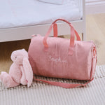 Personalised Pink Cord Barrel Bag 