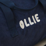 Personalised Navy Cord Barrel Bag 