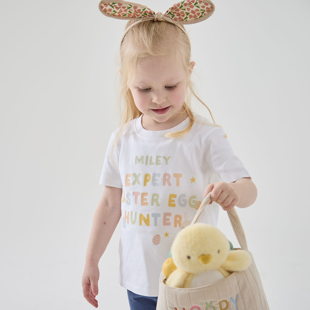 Personalised Easter Egg Hunter White Kids T-Shirt