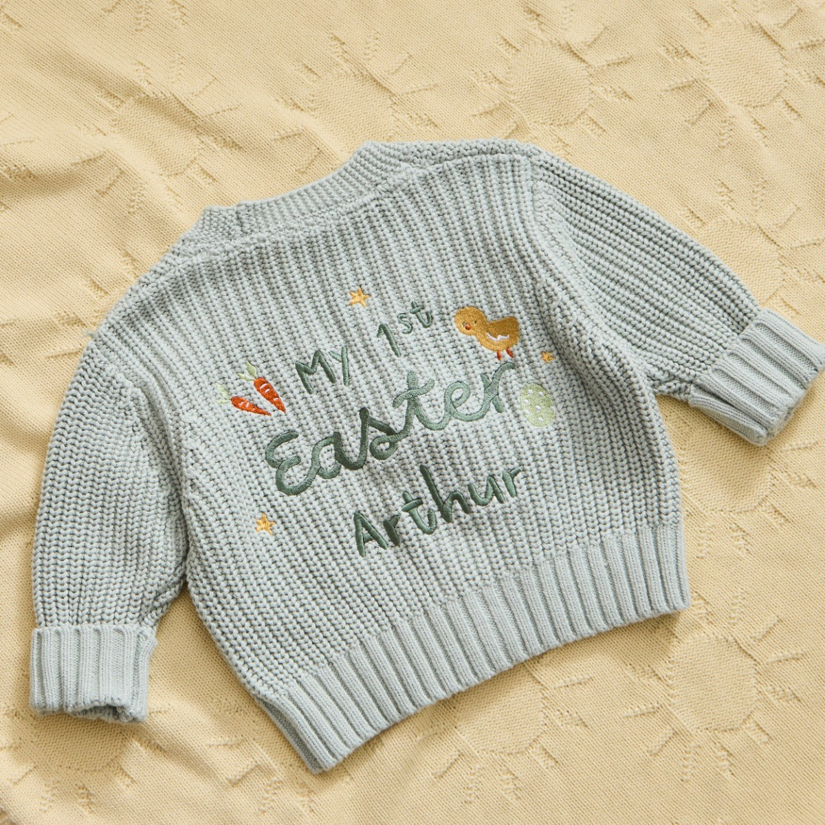 Personalised My 1st Easter Sage Cardigan