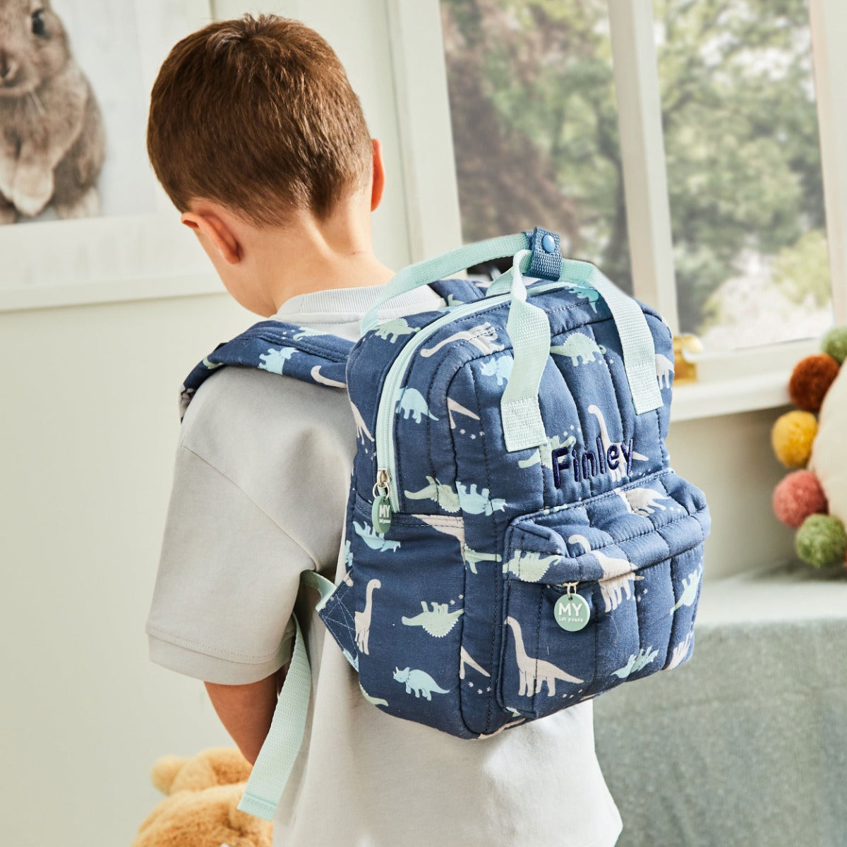 Personalised Quilted Dino All-Over Print Mini Backpack 