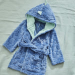 Personalised Blue Stegosaurus Dinosaur Fleece Dressing Gown