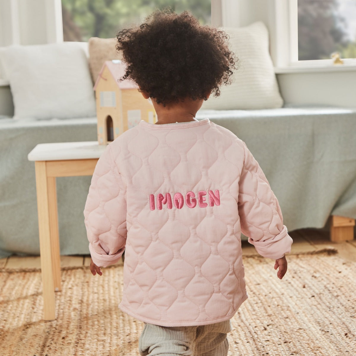 Personalised Name Pink Quilted Jacket 