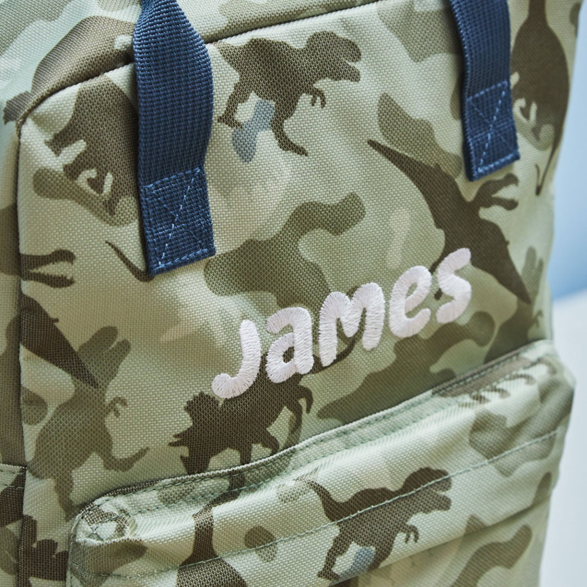 Personalised Dino Camo All-Over Print Glow In The Dark Medium Backpack
