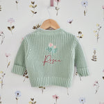 Personalised Pink Flower Sage Cardigan