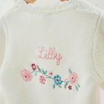 Personalised Back Floral White Lightweight Cardigan
