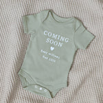 Personalised Coming Soon Sage Organic Bodysuit